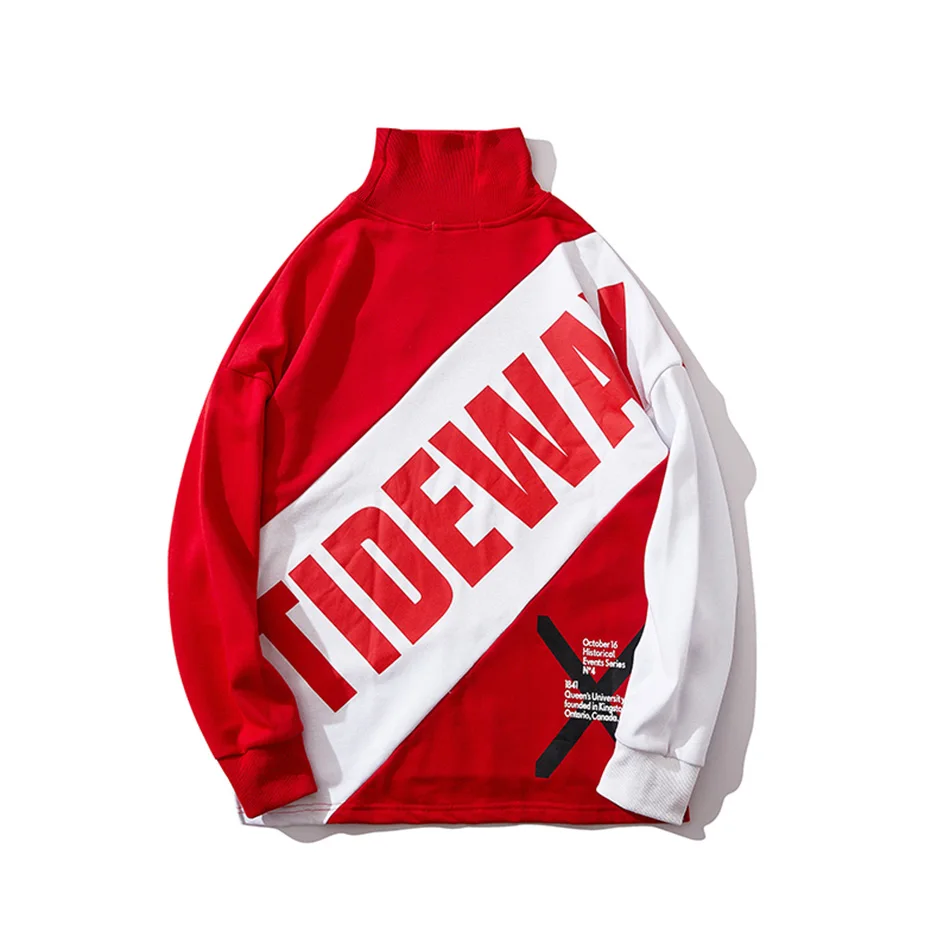 

2019 Autumn English Letter Print High Street Pullover Sweatshirt Turtleneck Long Sleeve Hip Hop Clown Print Hit Color Hoodies