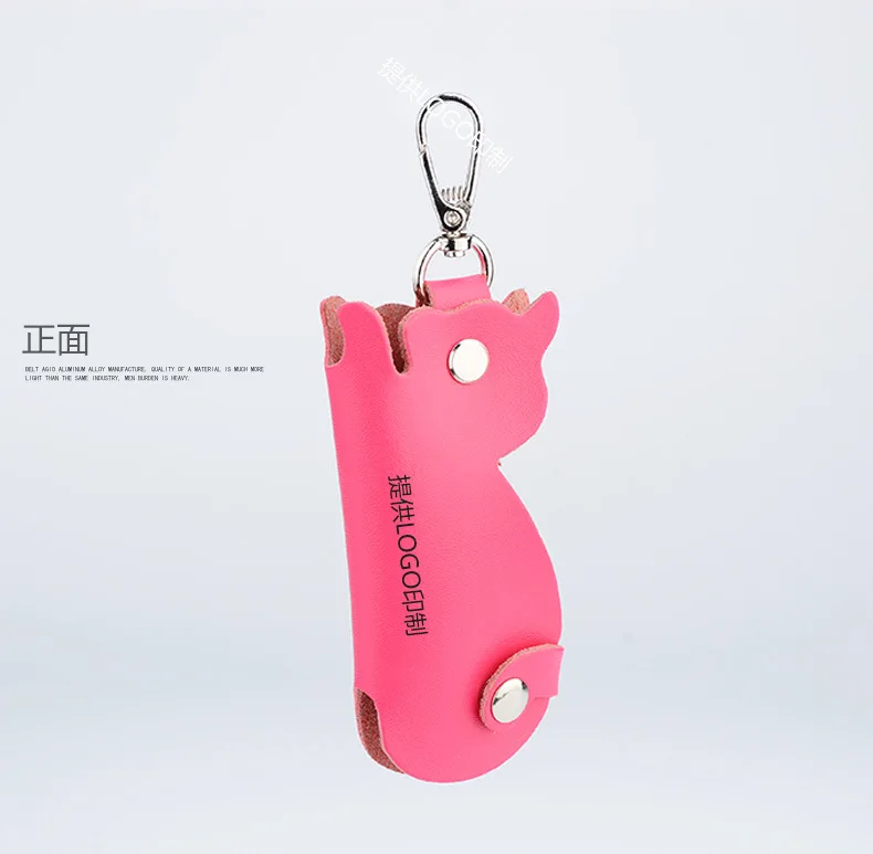 pink Кожаный брелок для ключей мультяшный Забавный брелок Кот для мужчин и женщин поясной брелок для ключей - Цвет: pink