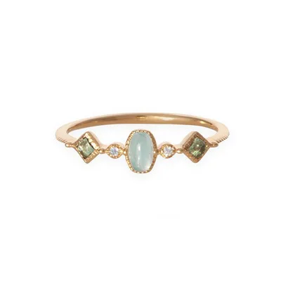 

Japanese Light Luxury Zircon Natural Stone Ring For Women Roman Glass Pure Silver 925 Jewellery New