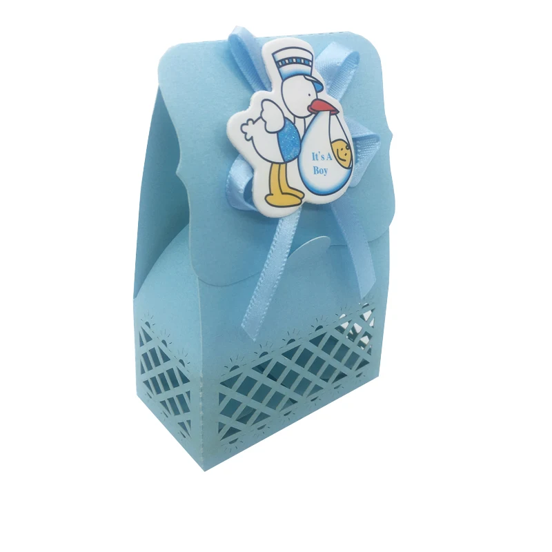 blue duck 12 шт мальчик девочка бумага крещение ребенок душ Конфеты Подарочная коробка украшения ребенок сувениры Упаковка подарочные пакеты день рождения принадлежности - Цвет: blue duck