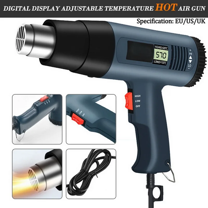 2000 Вт цифровой дисплей с регулируемой температурой горячего воздуха