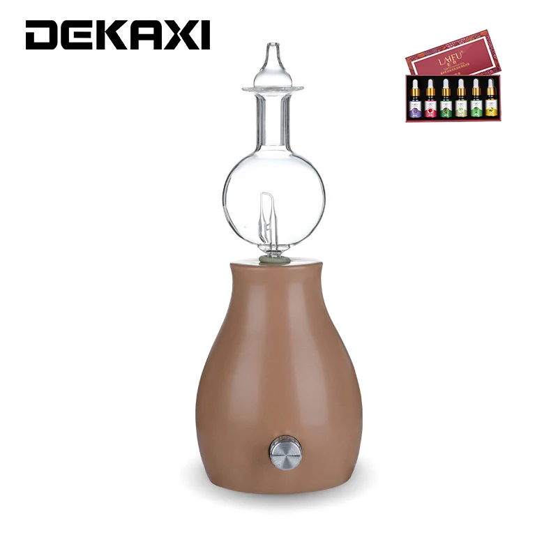 

DEKAXI Ceramic Glass Aromatherapy Pure Essential Oils Diffuser Air Nebulizer Humidifier with Led Light for Home Bedroom