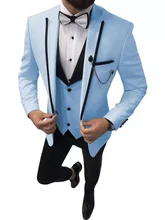 Men's Suits & Blazers 2021 Latest Coat Pant Designs Formal Men Wedding Sky Blue Peaked Lapel Groom Tuxedo Man Party Suit 3 Piece