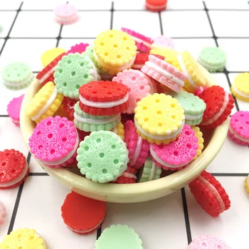 

100Pcs Kawaii Biscuits Resin Miniature Food Art Supply Cabochons DIY Decoration Craft Scrapbooking For Phone Deco Wholesale