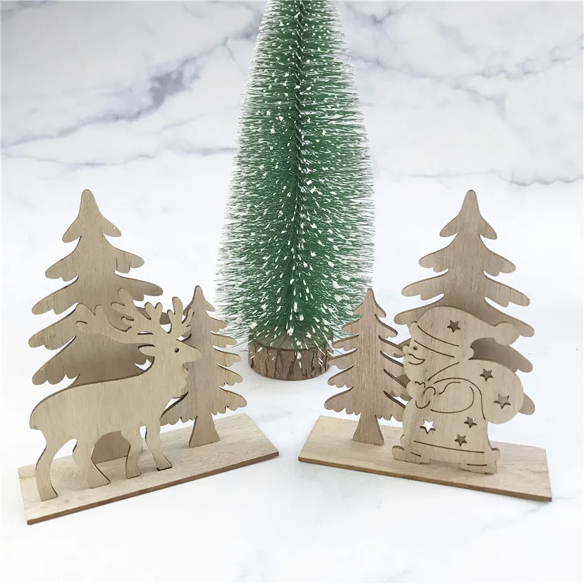 Деревянный DIY олень Рождественское дерево Подвески Подвесные деревянные