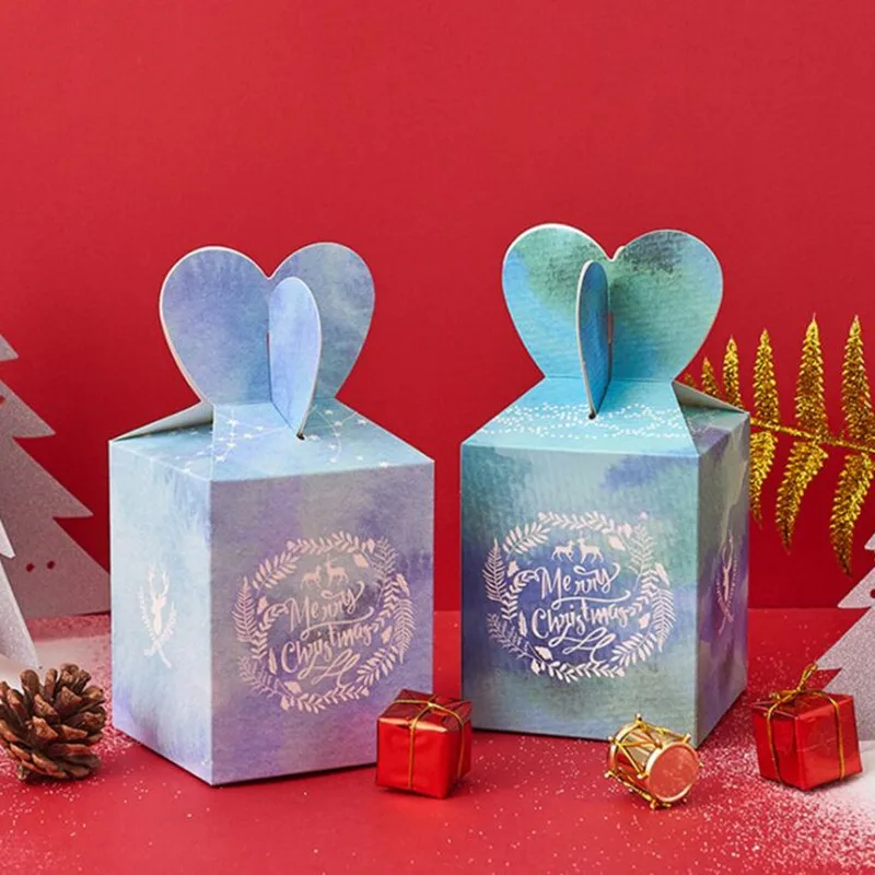 Упаковочная коробка для apple box11.5x9.5x9.5cm 10 шт DIY четыре цвета Подарочная бумажная коробка Рождество ЕВА бумажные пакеты коробка с рождественскими конфетами