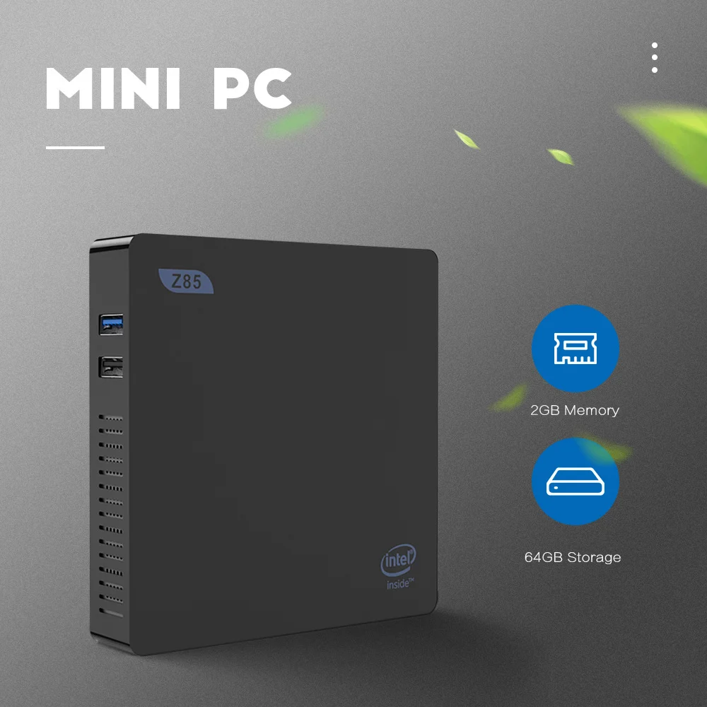 Z85 Мини ПК Windows 10 ядерным процессором Intel Atom X5-Z8350 4 ядра 2G/4 ГБ, 64 ГБ, 1000 м двухъядерный процессор Wi-Fi Smart set top TV BOX медиа плейер Minipc VGA Порты и разъёмы