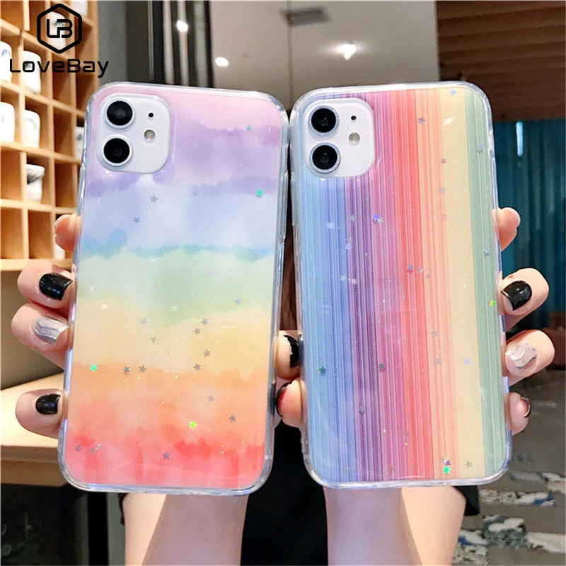 Чехол Lovebay для телефона с красочными блестками и звездами iPhone 11 Pro X XS XR Xs Max мягкая