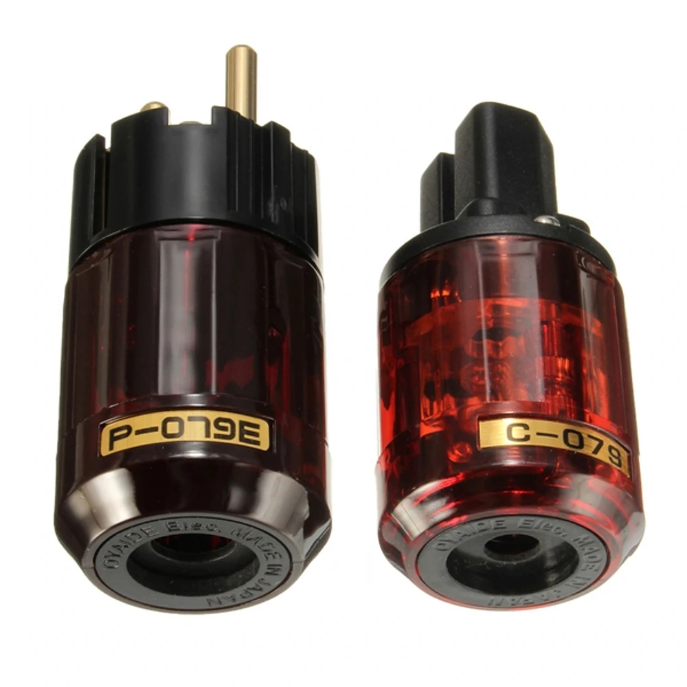 Oyaide C-079 P-079e Schuko Europe EU Power Plug 24k Gold Plated IEC Audio Connector Female-Male MATIHUR audio hifi