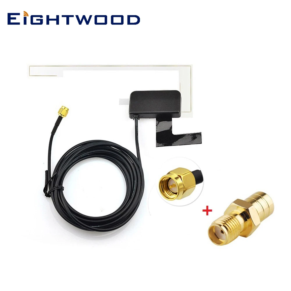 Ightwood Auto Car Dab Digital Active Antenna Dab Car Sma Maschio Antenna Glass Mount + Sma A Smb Adapter Per Pioneer Jvc Kenwood