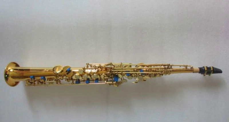 Профессиональный позолоченный прямой Bb сопрано саксофон Деревянный инструмент мундштук и жесткий чехол