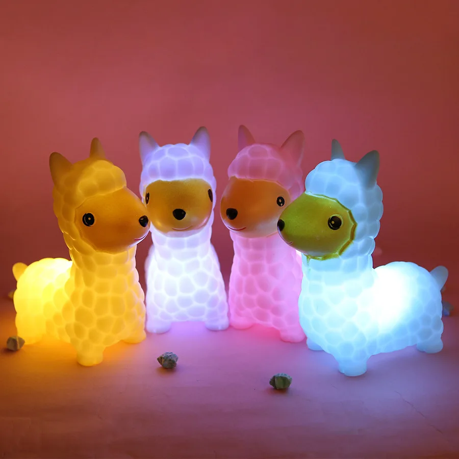 

Cartoon Alpaca Animal Soft Small Night Light Eyeshield Led Kids Toys Room Home Decoration Silicone Plastic Baby Feeding Bedside