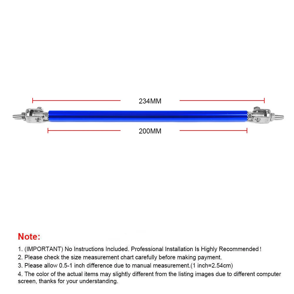 Bumper Lip Stainless Steel Adjust Front Strut Splitter Rod Tie Support Bars 100MM 150MM 200MM