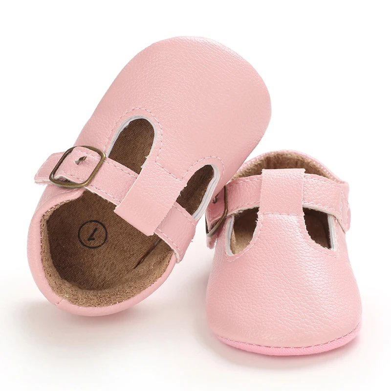 Infant Newborn Baby Girls Princess Non-Slip Floral Border Shoes Toddler Baby Soft PU Leather Prewalker Shoes Solid First Walkers