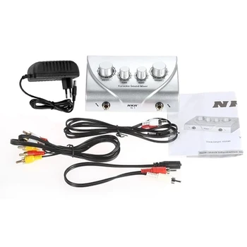 

Karaoke Sound Mixer Dual Mic Inputs With Audio Video Cable EU Plug Metal Professional Tool New Monden Dropshipping O15