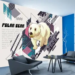 Бесплатная доставка на заказ 3D обои геометрический узор Polar Bear моды Северных фоне обоев детей настенная живопись