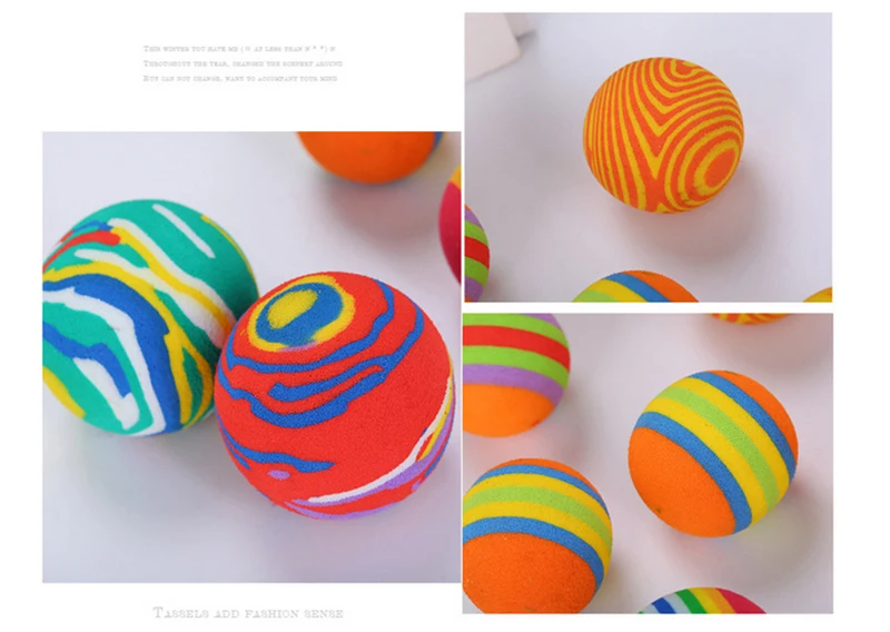 1pcs Random Color Ball Cat Toy Colorful Ball Interactive High Quality Pet Kitten Play EVA Ball Training Pet Supplies Pet Cat Toy