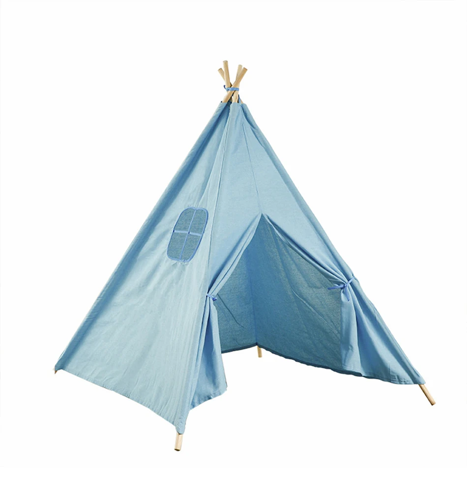 Kids Tent Play Tent Portable Folding Indoor Children's Wigwam Canvas Original Triangle Tipi Game House With Mat Outgoing Toys