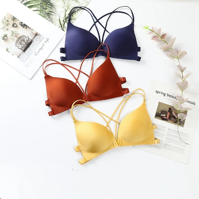 

Повседневный бюстгальтер, милая майка с перекрестными бретелями, облегающая женская кофта, летний популярный эротический укороченный топ, однотонная Базовая женская кофта, майка с застежкой спереди