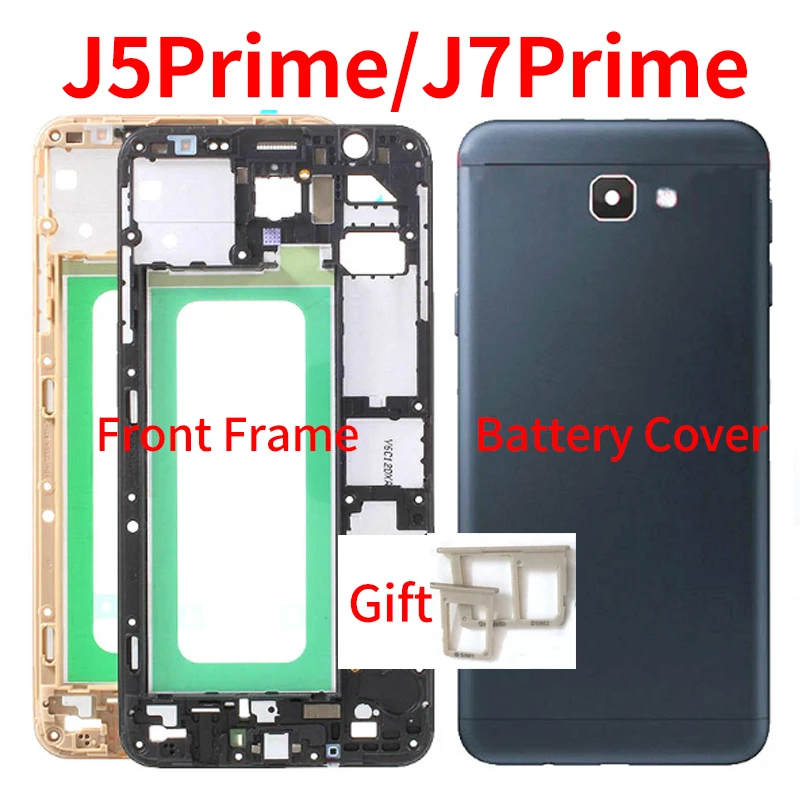 Front Housing Frame For Samsung J7 Prime On7 On5 (2016) G610 G6100 J5 G570 Replacement Part Back Battery Cover | Мобильные телефоны