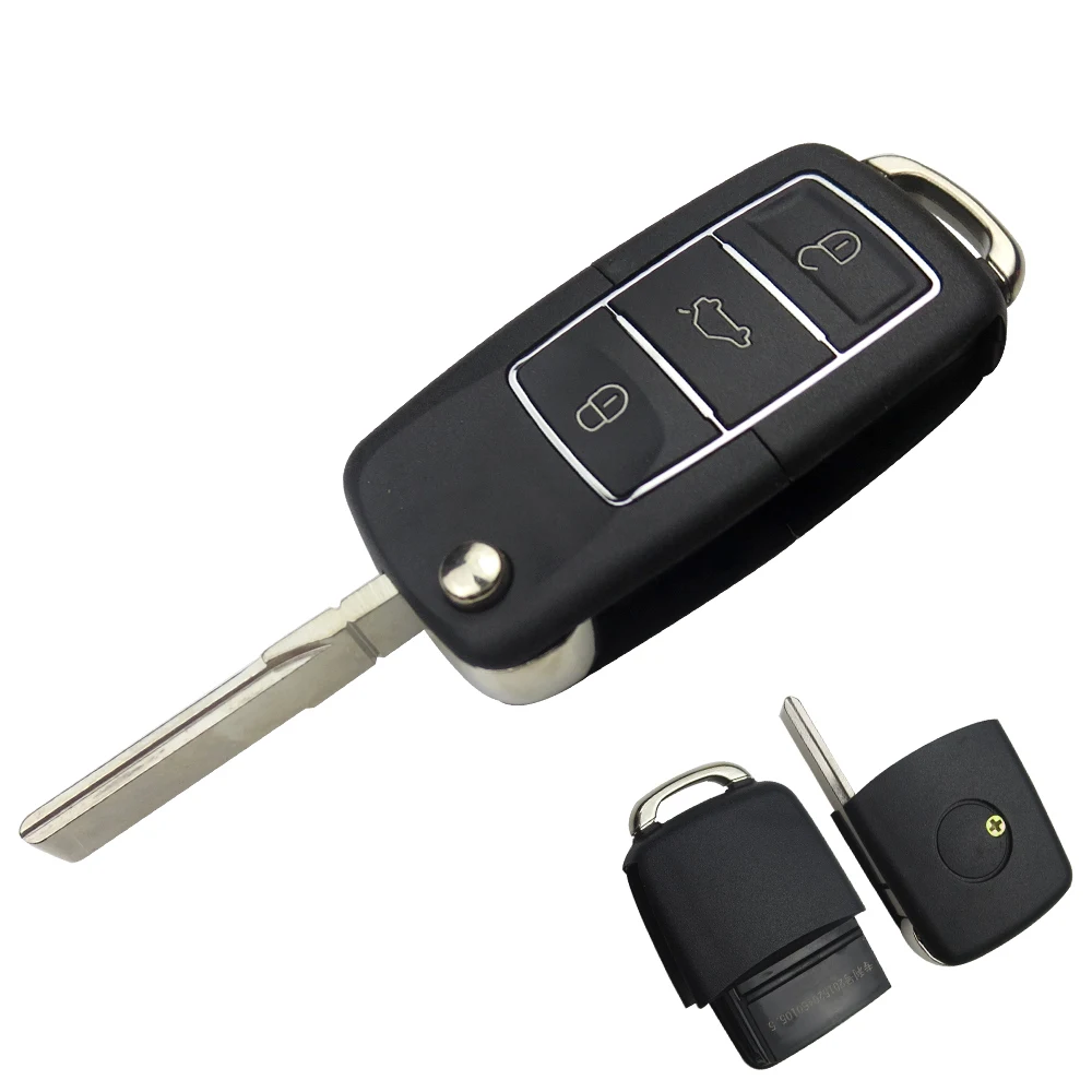 OkeyTech дистанционный Автомобильный ключ для V W Golf Passat B6 T5 Polo Volkswagen 3 кнопки 433 МГц ID48 чип Флип складной HU66 без выреза пустой клинок