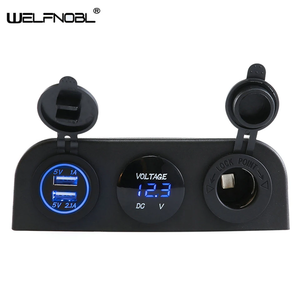 

Output 5V 3.1A Dual USB Charger Domed Digital Smal Voltmetet Power Socket