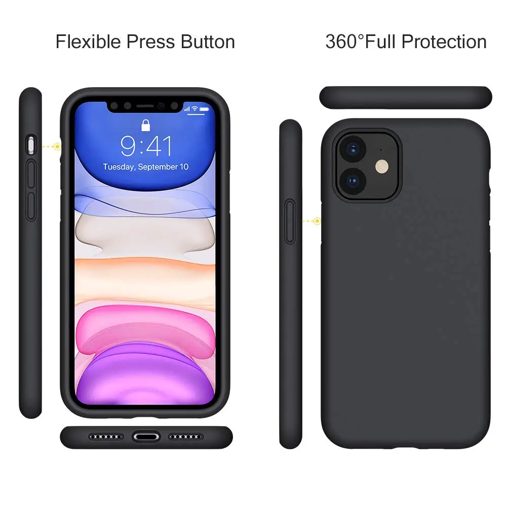 Официальный жидкий силиконовый чехол, совместимый с iPhone 6,1 11, гелевый резиновый чехол для защиты всего тела, противоударный чехол, защита от падения