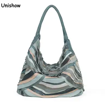 

Fashion Patchwork Leather Women Handbag Large Capacity Sheepskin Women Shoulder Bags Brand Designer Vintage Female Totes Bag