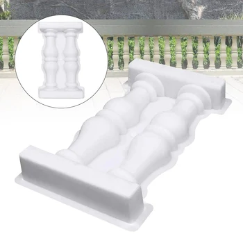 

White Plastic Balcony DIY Garden Fence Reusable Easy Apply Building Improvement Railing Decorative Outdoor Roman Column Mold