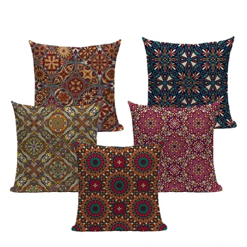 

Pillow Case Boho Pillowcase Mandala Moroccan Decorative 45*45 40*40 for Bedroom Brown Bohemian Fur Linen Cushion Cover