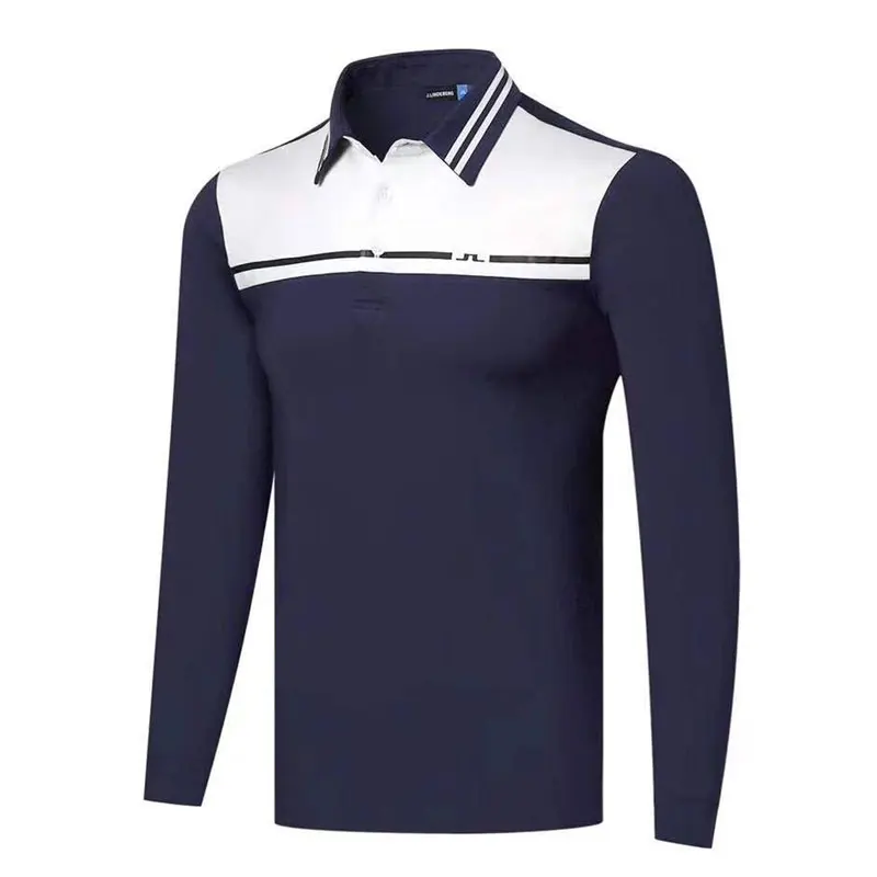 Royal Blue Новинка, рубашка для гольфа, весна-осень, полный рукав, JL, Спортивная рубашка для гольфа, полный рукав, не скатывается, футболка для гольфа, Cooyute - Color: Royal Blue