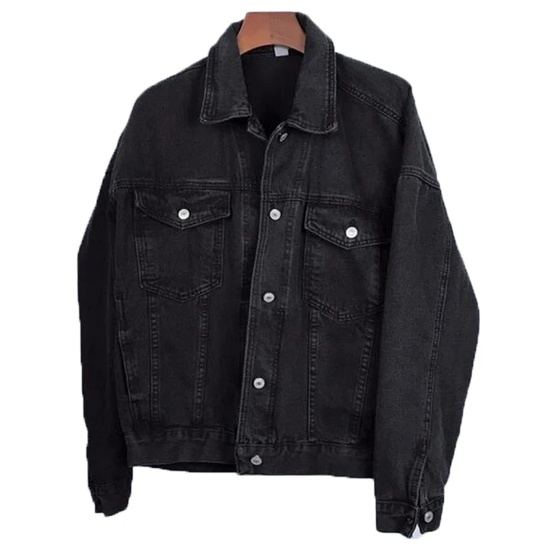 Best  Korean Jeans Jackets and Coats for Women 2019 Black Denim Jacket Button Turn-Down Collar Ladies Jac