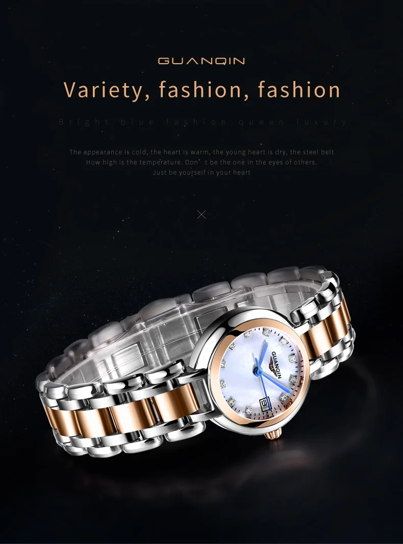 GUANQIN Women watch Elegant dress luxury Pearl dial waterproof watch Montre Femme ladies fashion quartz watch Relogio Feminino