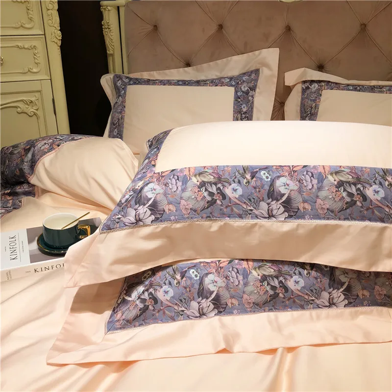 Роскошный 1000TC хлопковый комплект постельного белья queen/king size комплект постельного белья 4 шт. набор пододеяльников Комплект постельного белья наволочка