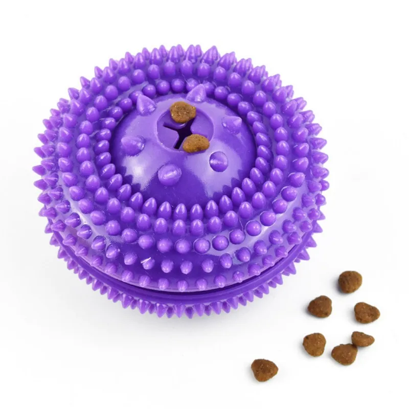 Креативный интерактивный мяч для игры для собак собака IQ головоломка игрушка диспенсер для еды для медленного приема пищи лучшая игрушка для тренировки игры тумблер кормушка - Цвет: Фиолетовый