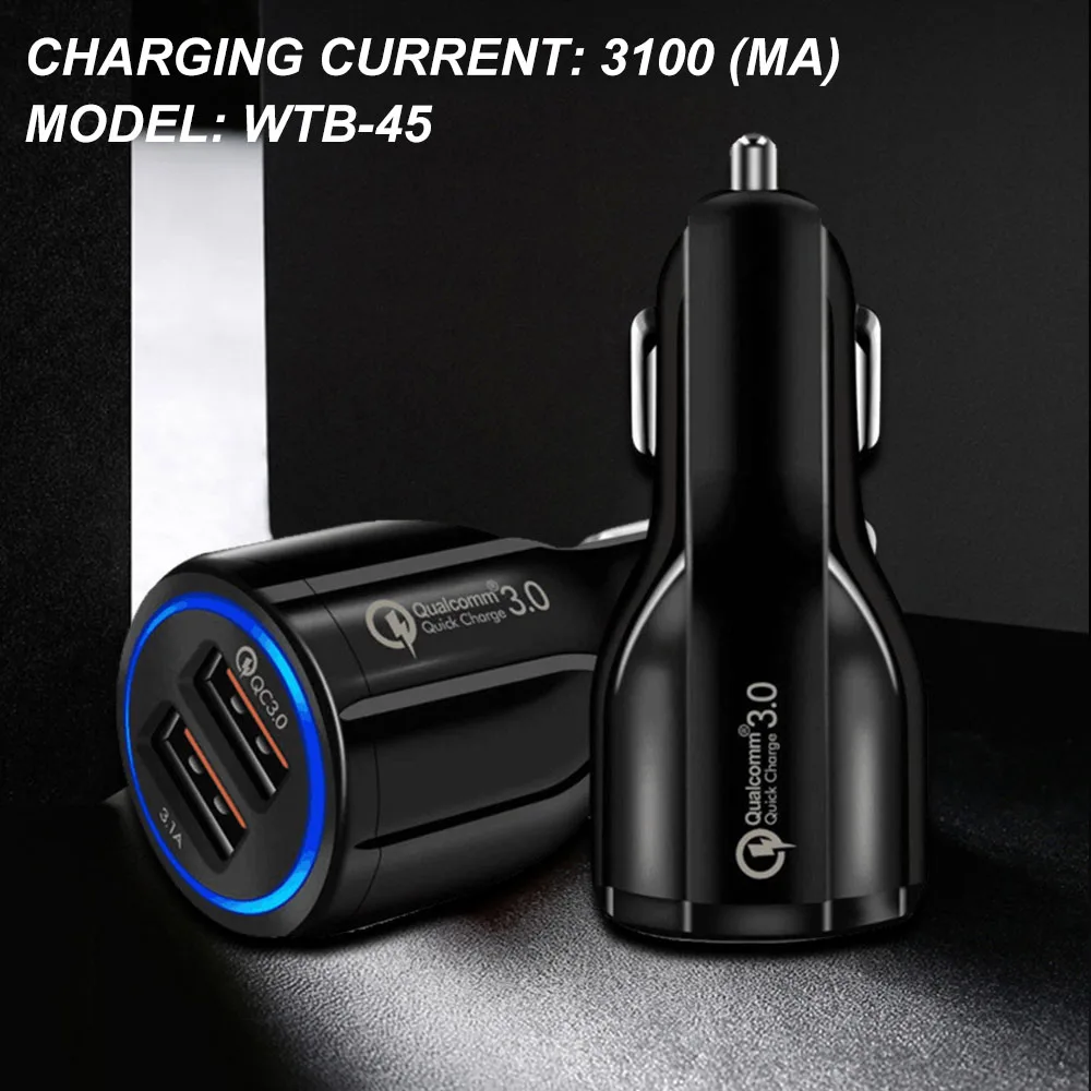 Автомобильное зарядное устройство Quick Charge 3,0 3.1A двойной USB быстрая зарядка QC для мобильных телефонов автомобильные внутренние части универсальные