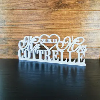 

Custom Mr & Mrs Last Name And Date Standing Wedding Table Sign, Personalized Wedding Party Decoration,Wedding Supplies