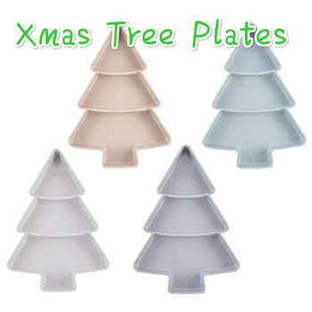 

4 Colors Christmas Tree Plates Xmas Tree Shape Plates Seeds Nuts Dry Fruits Storage Box Tray Christmas Tableware Decro For Home