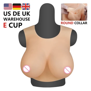 

E Cup Round Collar Fake Breast Plate Silicone Breast Forms Fake Boobs For Shemale Trangender Male To Female Crossdressing