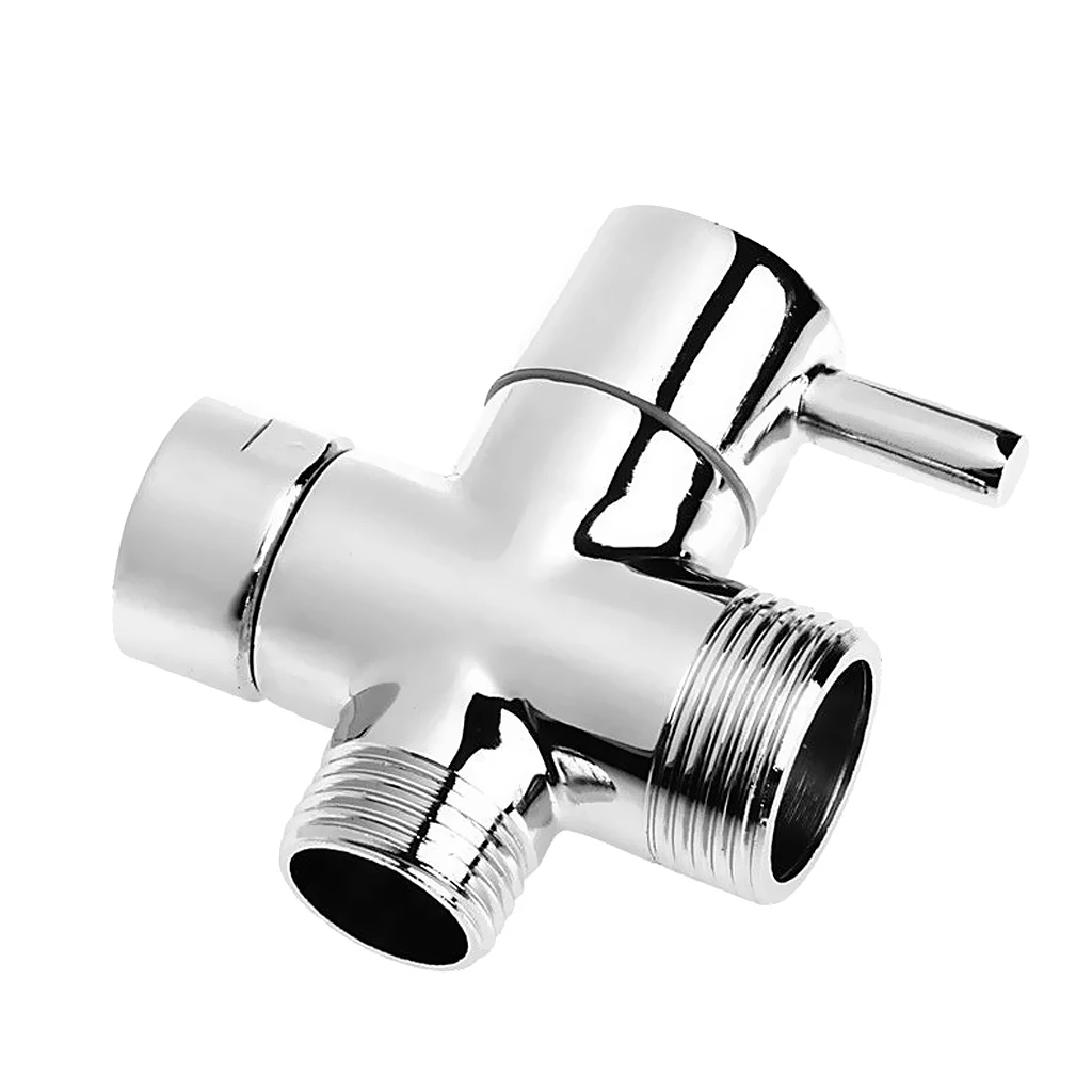 Silver 3 ways T-adapter Valve Diverter for handheld Shower Head Bidet Faucet Tap 2.5cm 2cm