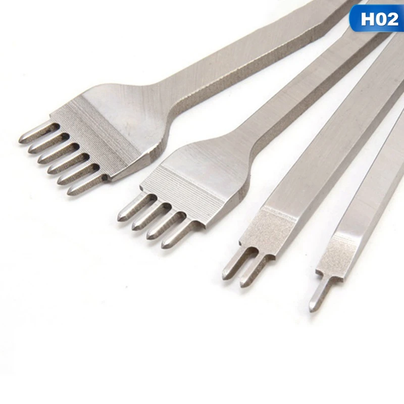 H02 4 шт зубец Кожа Craft Наборы инструментов 1/2/4/6 инструменты для работы с кожей, пошитые вручную; дыроколы шить на кожаный пояс удар инструменты - Цвет: H02