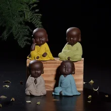 Ремесла украшения маленький монах ручной работы керамический фиолетовый песок дзен творческие подарки маленький стыд домашний чай домашнее животное