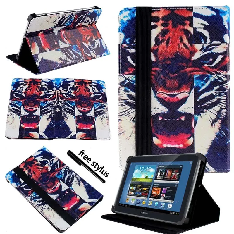 Tiger KK&LL для samsung Galaxy Note 10,1 N8000 n8010-кожаный чехол-подставка для планшета+ Бесплатный стилус - Цвет: Tiger