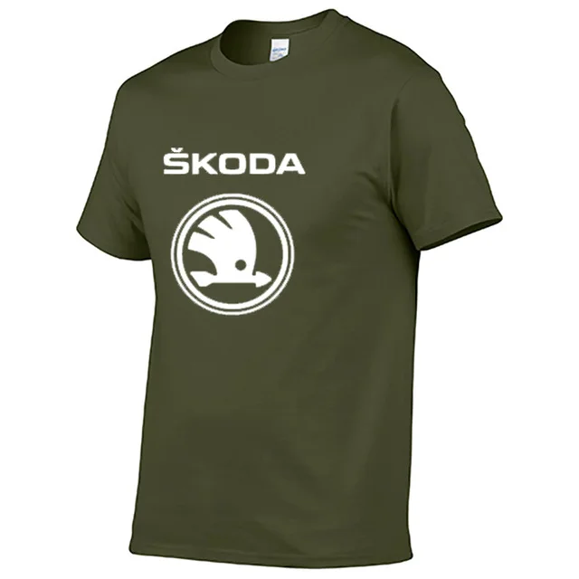 Мужская футболка с коротким рукавом и логотипом автомобиля Skoda, летняя повседневная мужская однотонная хлопковая футболка, модная одежда в стиле хип-хоп Харадзюку - Цвет: as picture