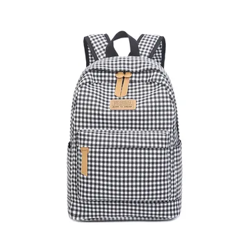 

Japanese Plaid Art Backpack Women's Leisure Backpack Small Fresh Canvas Bag Large Capacity Schoolbag for Middle School Students