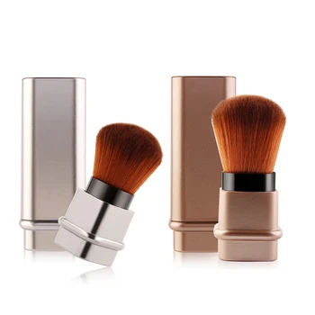 

2x Maange Makeup Brush Mini Square Retractable Soft Face Clip Brush Foundation Blush Brush Beauty Makeup Tools Silver & Gold