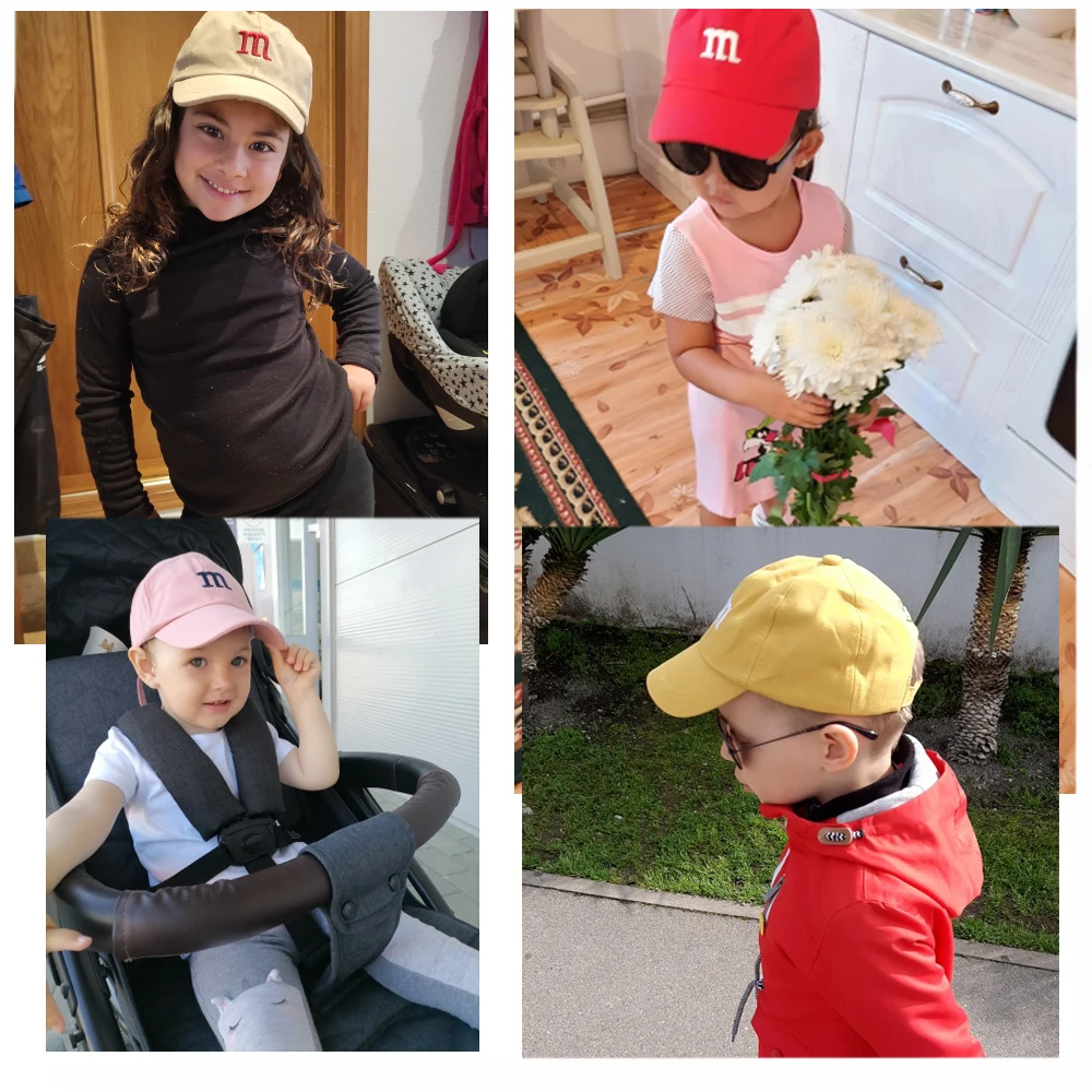  - Children's Kid Baseball Cap for Girls Boy Hats Sunscreen Baby Hat Hip Hop M Letter Embroidered Kids Caps 1-6-8-12-15 Years