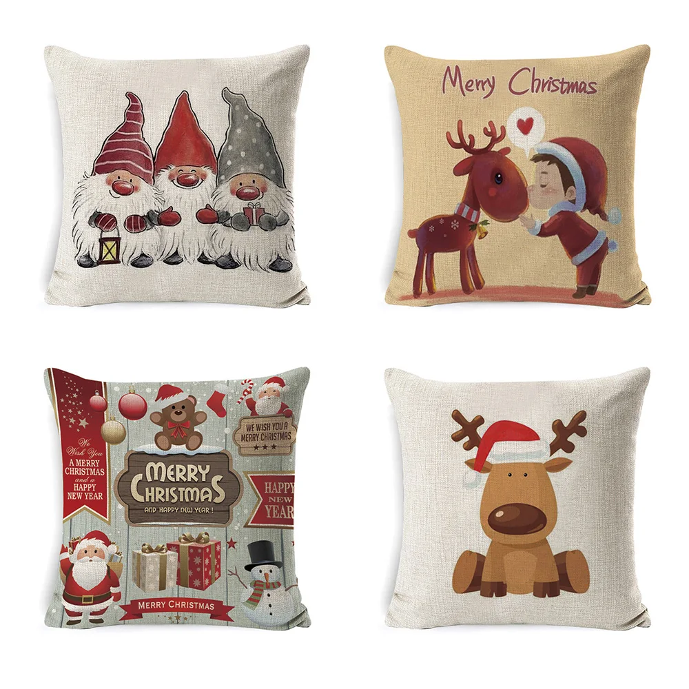 

Cute Animal Pattern Cushion Cover Cartoon Christmas Style Pillow Cover Home Sofa Car Decorative Throw Pillowcase