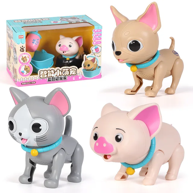 Interactive Toys Intelligent Dog Cat Pig Toys Cute Animals Robot LED Eyes Sound Smart Electronic Pet Toys For Children Kids 2