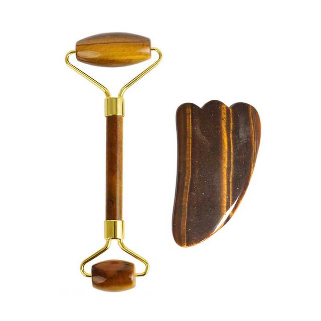 Eye Jade Roller Natural Stone Guasha Board Anti Puffiness Facial Massager Scraper Jade Face Roller Massage Set With Box